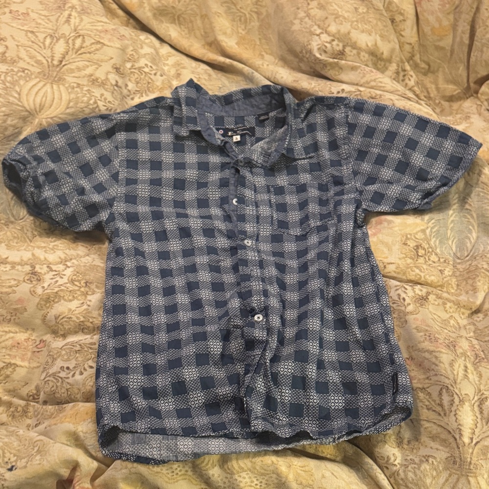 Ben Sherman Navy Checkered Kids Shirt S/S L